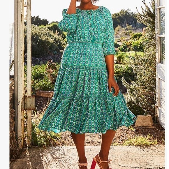 🆕 Matilda Jane Turquoise Geometric Age of Aquarius
Peasant Dress Floral Tassel - Picture 2 of 8